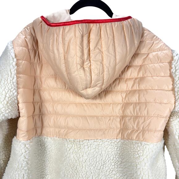 IVORY ELLA Women's Size S Sherpa Fleece Puffer Hooded Pullover Jacket Peach - Picture 8 of 9